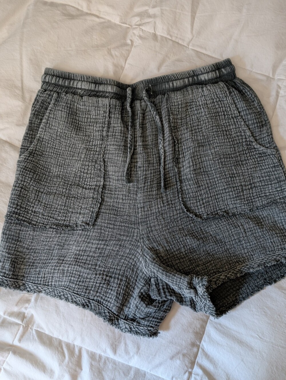 33 Coastal 100% Cotton Muslin Shorts Grey Medium M Casual Boho Beach Lounge